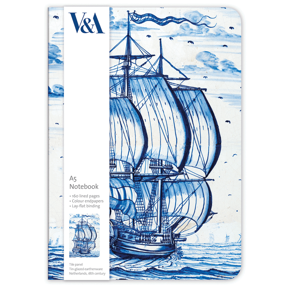 V&A Dutch Three Mast Ship A5 Lined Notebook